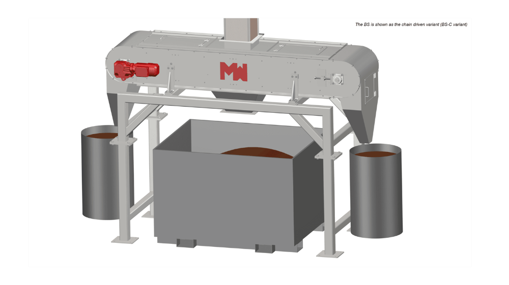 BS-Belt Sampler collecting cross-sectional samples directly from a moving conveyor belt.