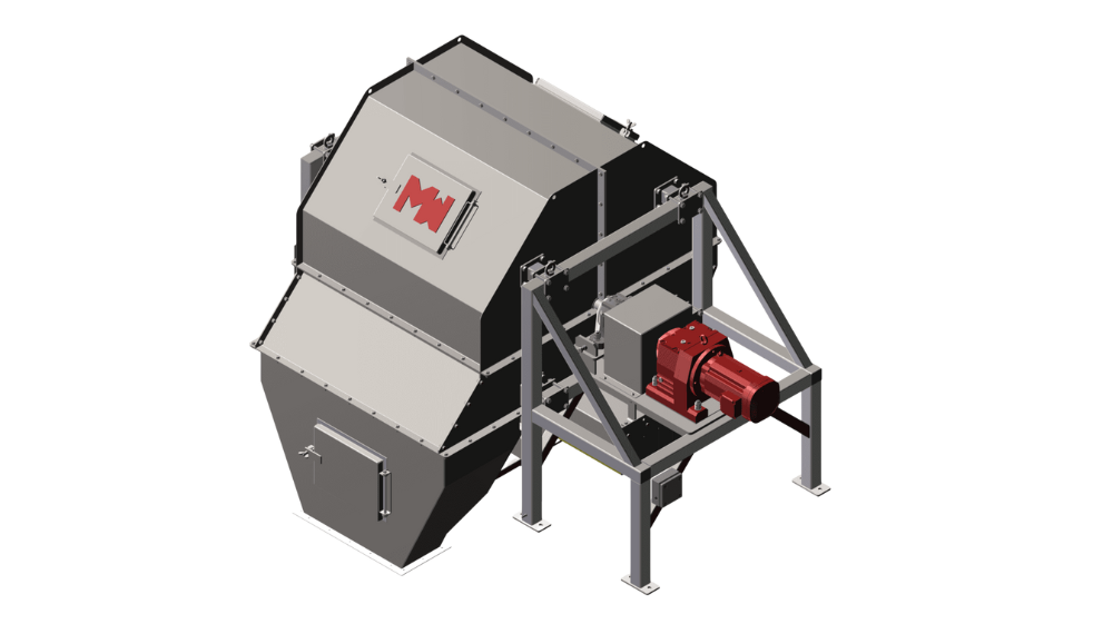 Cross-Belt Sampler (CBS) machine extracting material sample from conveyor belt in an industrial setting