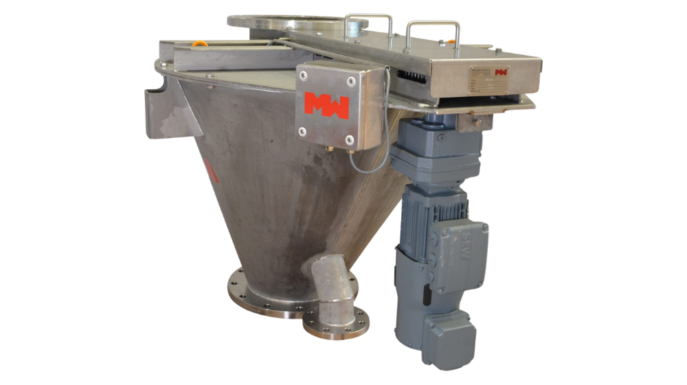 Vezin Sampler designed for collecting representative samples from vertically falling bulk materials in industrial processes.
