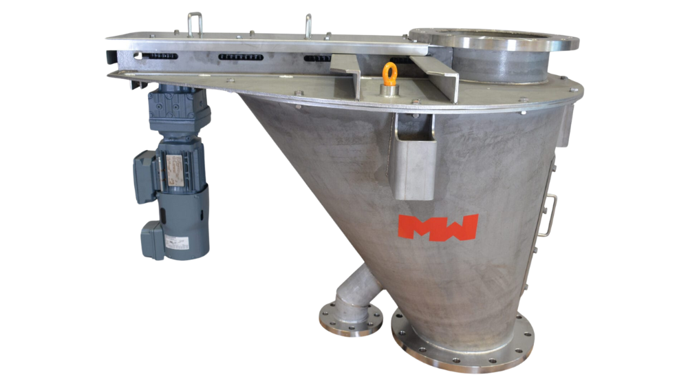 Vezin Sampler designed for collecting representative samples from vertically falling bulk materials in industrial processes.