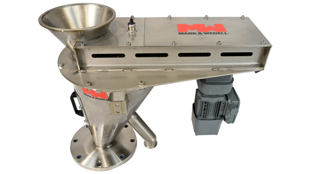 Vezin Sampler designed for collecting representative samples from vertically falling bulk materials in industrial processes.