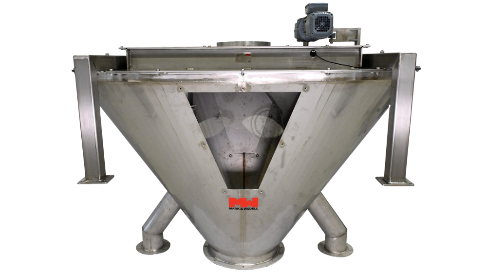 Vezin Sampler designed for collecting representative samples from vertically falling bulk materials in industrial processes.